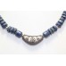 Necklace 925 Sterling Silver beads blue lapis lazuli stone P 341